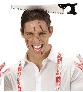 Kafaya Saplanmış Halloween Kanlı Testere Şaka Tacı (5343)