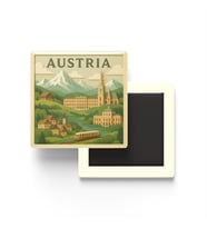 Avusturya - Austria - Paper Cut Art - Baskılı Buzdolap Magneti Kare - 9x9 cm