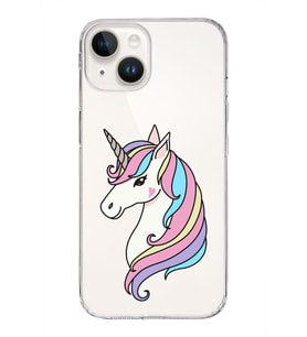Apple iPhone 14 Plus Uyumlu Kapak Unicorn Tasarımlı Şeffaf Silikon Kılıf