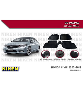 Honda Civic fd6 Havuzlu 3D Paspas Niken Siyah 2006-2012 Arası