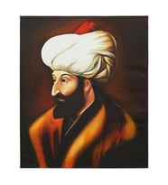 e38 EL İŞÇİLİĞİ  FATİH SULTAN MEHMET YAĞLI BOYA RESİM 60*50 cm  - 6127 