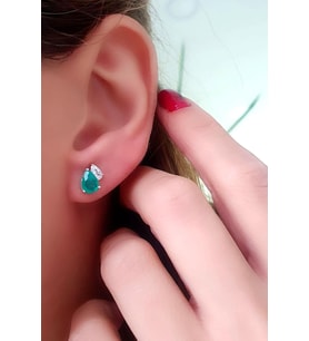 Sky Diamond Green creative rubies 925 ayar gümüş lüks Damla Küpe