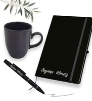 Kişiye Özel Yeni İş Hediyesi Deri Defter & Metal Kalem & Kupa Seti