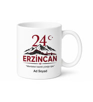 Erzincan 24 Plakalı Kupa Bardak Memleket Temalı Özel Tasarım Hediye