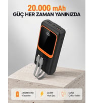 Powerbank 20000 mAh 22.5W Hızlı Şarjlı ve Kompakt Çoklu Kablo Çıkışlı