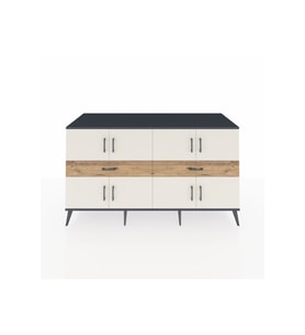 Kronos Konsol 4 Raflı 2 Çekmeceli 8 Kapaklı 176x59x99 Antrasit-Aytaşı/Çam