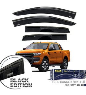 Niken Ford Ranger Cam Rüzgarlığı Siyah Kromlu 4'lü 2015+ Sonrası Uyumlu