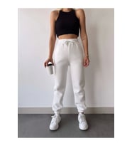Üç İplik Basic Lastikli Eşofman Pantolon - Beyaz