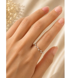 Taşlı Çizgisel Silver Yüzük