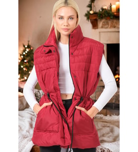 Z6747 DEWBERRY BAYAN YELEK-DÜZ BORDO