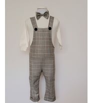 Erkek Çocuk Bahçıvan Pantolon Gri Renkli Ekose
