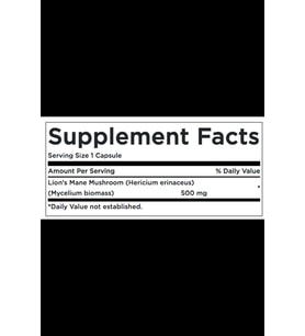 Swanson Full Spectrum Lion's Mane Mushroom 500mg 60 Capsul. USA Version 3832 (Renksiz)