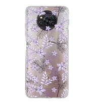 Xiaomi  Poco X3 Pro  Kamera Korumalı Kapak Floral Lila Tasarımlı Şeffaf  Kılıf