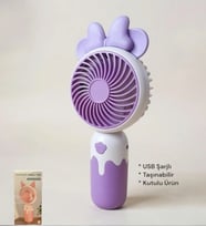 Cartoon USB Şarjlı El Fanı I Mini Taşınabilir Fan I Yaz Serinleticisi I Vantilatör I Taşınabilir Fan (Mor)