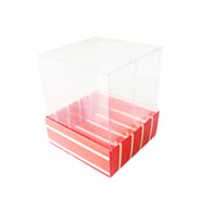 Asetat Kutu Altı Karton Çizgili Model 5x5x5 CM (25 Adet)  Kırmızı