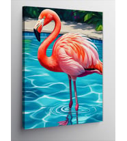 Kanvas Tablo Mavi Su Üzerinde Flamingo