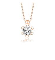Madam Matmazel Swarovski Elmas Model Kalp Kadın Gümüş Kolye,925 Ayar, Sertifikalı (Rose)