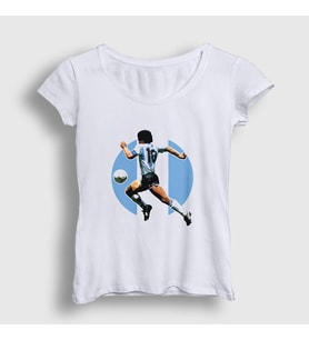 Presmono Kadın Beyaz Futbol Run Maradona T-Shirt 51330tt