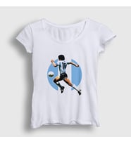 Presmono Kadın Beyaz Futbol Run Maradona T-Shirt 51330tt