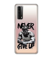 Huawei P Smart 2021 Uyumlu Arnold Fitness Never Give Up Desenli Şeffaf Telefon Kılıfı
