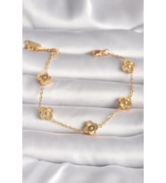 316L Çelik Gold Renk Baby Boy Yonca Model İşleme Detay Kadın Bileklik