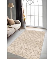 Bej Fas Desen Kaymaz Tabanlı Makinede Yıkanabilir Halı RV155 - 100 x 160 cm