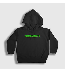 Presmono Unisex Çocuk Siyah Logo Minecraft Kapüşonlu Sweatshirt 29365tt