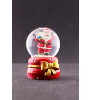 Dekoratif Yeni Yıl ı Noel Baba Temalı Kurdele Detaylı Mini Boy Işıklı Kar Küresi 6,5 cm