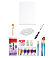 Red Apple Tüp Yağlı Boya Seti 12 ml 12'li 35x50 Tuval Seti Metal Spatül Zemin Fırça Resim Paleti