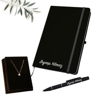 Kişiye Özel Yeni İş Hediyesi Bir Yıldız Gibi Parla Kolye & Defter Kalem Hediye Seti