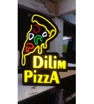 Dilim Pizza Yazılı Tabela 3D Led Neon Etkili Işıklı Tabela 30X45 CM Tek Taraflı