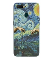 Oppo A5S/AX7/A12 Uyumlu Sanatsal Vintage Desenli Şeffaf Telefon Kılıfı