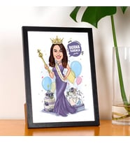 Kişiye Özel Güzellik Kraliçesi Kız Karikatürlü Resim Çerçevesi