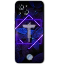 Reeder S23 Pro Max Kılıf HD Desen Baskılı Arka Kapak - Dark Neon Yaprak T Harfi