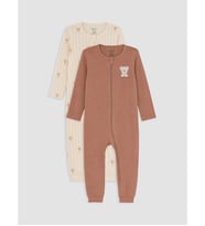 LCW baby Bej Baskılı Erkek Bebek Tulum 2'li