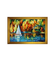 Manzara Temalı Kanvas Tablo 50 x 70 cm Gold Çerçeve
