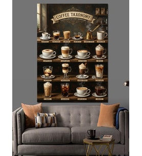 Retro Coffee Tavern Kahve Menüsü Dekoratif Kanvas - Mdf Ahşap Tablo