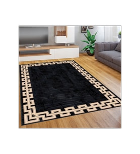 Rovigo Home Dijital Baskı Yıkanabilir Kaymaz Taban Salon Halısı RVG0444 (Siyah)