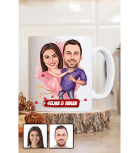 Sevgililere Romantik Hediye Karikatürlü Beyaz Kupa Bardak
