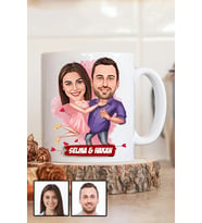 Sevgililere Romantik Hediye Karikatürlü Beyaz Kupa Bardak