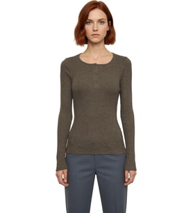 Stil Kadın Çıtçıtlı Fitted Vücuda Oturan Fitilli Esnek Bluz Regular Örme Slim Kalıp