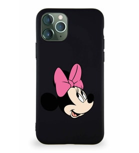 Apple iPhone 11 Pro Soft Premier Kapak Minnie Mouse-A Tasarımlı Silikon Kılıf - Siyah (Şeffaf)