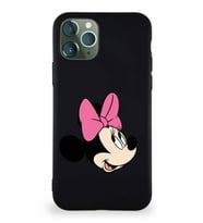 Apple iPhone 11 Pro Soft Premier Kapak Minnie Mouse-A Tasarımlı Silikon Kılıf - Siyah (Şeffaf)