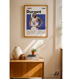 Durant Basketbol Posteri, Ahşap Çerçeveli Duvar Tablosu - Spor Severlere Hediye