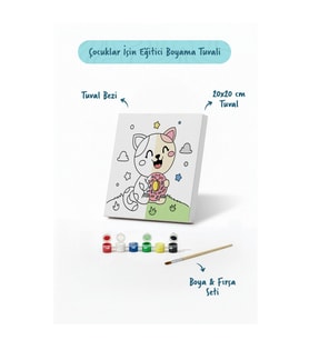 Donut Seven Kedi Boyama Tuvali – Şövalesiz Boya Seti 20x20