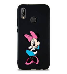 Huawei P20 Lite Soft Premier Kapak Minnie Mouse-D Tasarımlı Silikon Kılıf - Siyah (Şeffaf)
