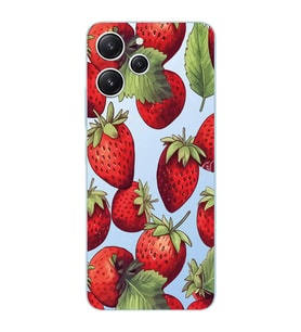 Xiaomi REDMI 12 Uyumlu Çilek Desenli Şeffaf Telefon Kılıfı