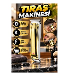 USB Şarjlı Berber Tipi Saç ve Sakal Tıraş Makinesi – Sessiz Motorlu Kablosuz Kesim