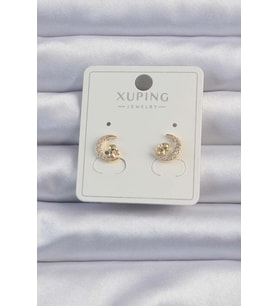Xuping Gold Renk Zirkon Taşlı Tavşan Figürlü Ay Küpe