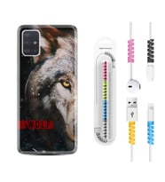 Samsung a71 A72 A73 A7 A9 2018 C7 C9 Kılıf Kablo Koruma Spiral Silikon Wolf Eyes 1758